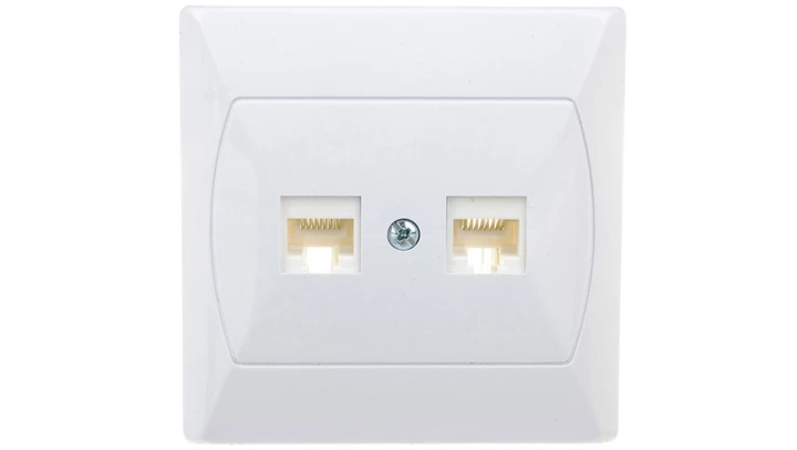 AKCENT Gniazdo komputerowe podwójne RJ45 kat.5e FOREX białe GPK-2A/F/00