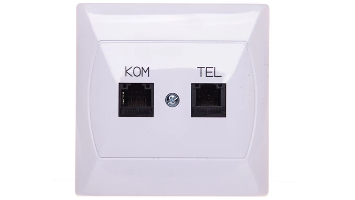 AKCENT Gniazdo teleinformatyczne RJ45 + RJ11 białe GPKT-A/K/00