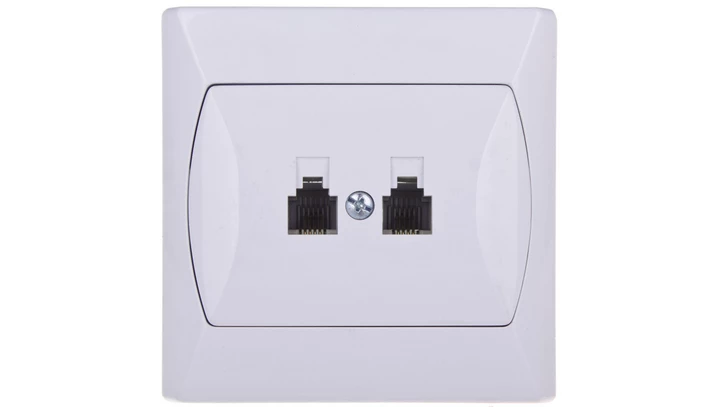 AKCENT Gniazdo telefoniczne podwójne RJ11 niezależne białe GPT-2AN/00