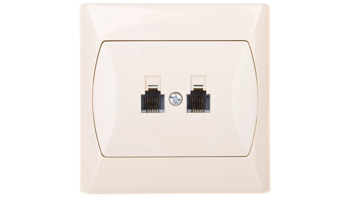 AKCENT Gniazdo telefoniczne podwójne RJ11 niezależne beżowe GPT-2AN/01