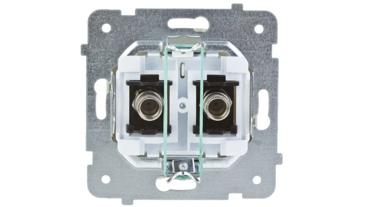 KARO Gniazdo antenowe podwójne typu F ecru perłowy GPA-2SF/m/42