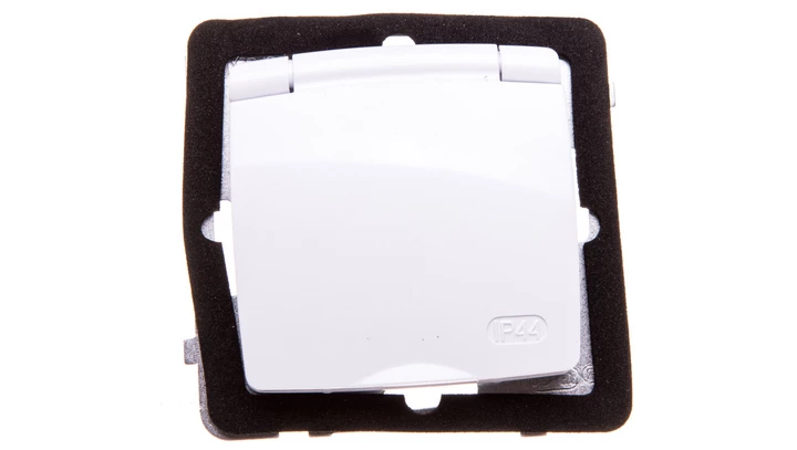 KARO Gniazdo bryzgoszczelne z/u Schuko IP44 klapka biała GPH-1SS/m/00/w