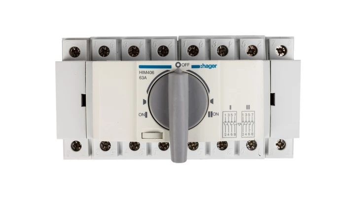 Przełącznik w układzie przełącznym I-0-II 4P 63A HIM406