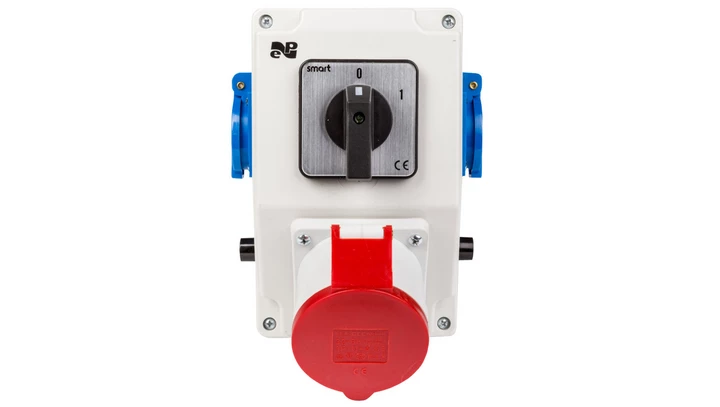 Zestaw instalacyjny z gniazdem 32A 5P+2x2P+Z RS-Z (0-1) czerwony 6276-00