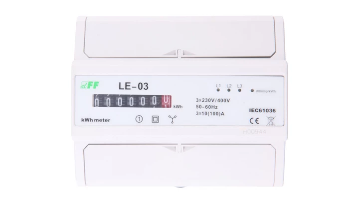 Licznik energii elektrycznej 3-fazowy 100A 230/400V z wyświetlaczem bębenkowym LE-03