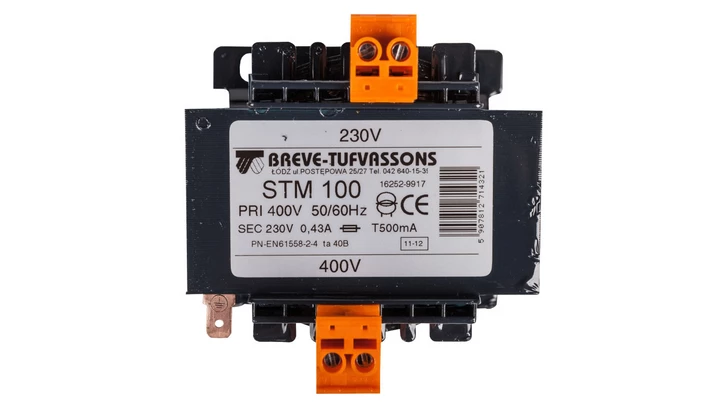 Transformator 1-fazowy separacyjny STM 100 400/230V 0,43A, Ta 40, 16252-9917