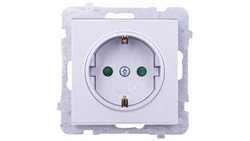 SONATA Gniazdo pojedyncze z/u Schuko z przesłonami srebro mat GP-1RSP/m/38