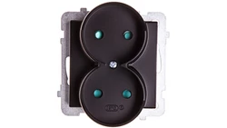 SONATA Gniazdo podwójne b/u z przesłonami czarny metalik GP-2RRP/m/33