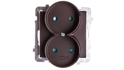 SONATA Gniazdo podwójne b/u z przesłonami czekoladowy metalik GP-2RRP/m/40