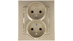 SONATA Gniazdo podwójne z/u z niezmiennością faz szampański złoty GP-2RC/39