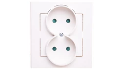 SONATA Gniazdo podwójne b/u z przesłonami ecru GP-2RP/27