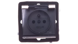 SONATA Gniazdo bryzgoszczelne z/u IP44 z przesłonami klapka przezroczysta szampański złotyGPH-1RZP/m/39/d