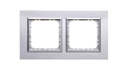 SONATA Ramka podwójna aluminium / srebrna matal R-2RAC/35/38
