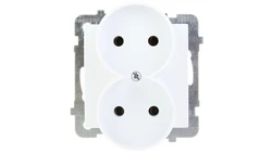 AS Gniazdo podwójne b/u białe GP-2GR/m/00