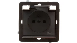 SONATA Gniazdo bryzgoszczelne z/u IP44 z przesłonami klapka przezroczysta ecru GPH-1RZP/m/27/d