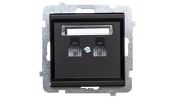 SONATA Gniazdo telefoniczne podwójne RJ11 równoległe czarny metalik GPT-2RR/m/33