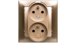 IMPRESJA Gniazdo podwójne z/u z niezamiennością faz złoty metalik GP-2YC/28