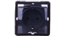 IMPRESJA Gniazdo bryzgoszczelne z/u Schuko IP44 z przesłonami klapka przezroczysta srebrne GPH-1YSP/m/18/d