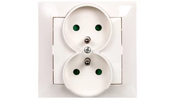 IMPRESJA Gniazdo podwójne z/u z przesłonami ecru GP-2YZP/27