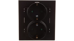 SONATA Gniazdo podwójne z/u Schuko z przesłonami czarny metalik GP-2RSP/33