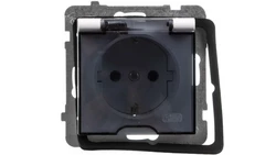 AS Gniazdo bryzgoszczelne z/u Schuko IP44 klapka przezroczysta białe GPH-1GS/m/00/d