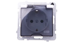 AS Gniazdo bryzgoszczelne z/u Schuko IP44 z przesłonami klapka przezroczysta białe GPH-1GSP/m/00/d