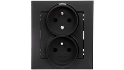 SONATA Gniazdo podwójne z/u z niezmiennością faz czarny metalik GP-2RC/33