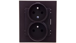 SONATA Gniazdo podwójne z/u z niezmiennością faz czekoladowy metalik GP-2RC/40