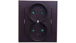 SONATA Gniazdo podwójne b/u z przesłonami czekoladowy metalik GP-2RP/40