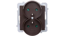 SONATA Gniazdo podwójne z/u z przesłonami czekoladowy metalik GP-2RRZP/m/40