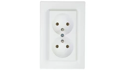 Gniazdo podwójne Asfora z/u białe z ramką EPH9800221