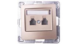 IMPRESJA Gniazdo telefoniczne podwójne RJ11 równoległe złoty metalik GPT-2YR/m/28