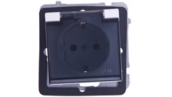SONATA Gniazdo bryzgoszczelne z/u Schuko IP44 klapka przezroczysta białe GPH-1RS/m/00/d