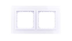 SONATA Ramka podwójna białe szkło / biała R-2RGC/31/00