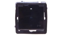 SONATA Gniazdo bryzgoszczelne z/u Schuko IP44 z przesłonami klapka przezroczysta czarny metalik GPH-1RSP/m/33/d