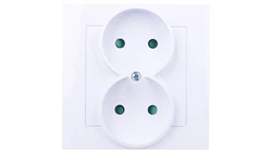 AS Gniazdo podwójne b/u z przesłonami białe GP-2GP/00