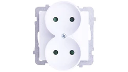 AS Gniazdo podwójne b/u z przesłonami białe GP-2GRP/m/00