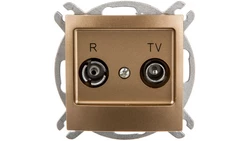 IMPRESJA Gniazdo antenowe RTV przelotowe 16dB złoty metalik GPA-16YP/m/28