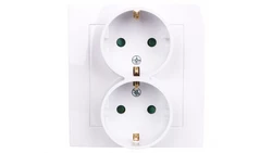 AS Gniazdo podwójne z/u Schuko z przesłonami białe GP-2GSP/00