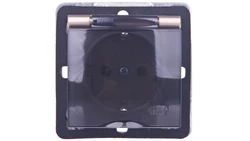 IMPRESJA Gniazdo bryzgoszczelne z/u Schuko IP44 z przesłonami klapka przezroczysta złoty metalik GPH-1YSP/m/28/d