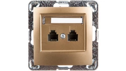 IMPRESJA Gniazdo telefoniczne podwójne RJ11 niezależne złoty metalik GPT-2YN/m/28