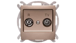 IMPRESJA Gniazdo antenowe RTV przelotowe 10dB złoty metalik GPA-10YP/m/28