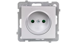 SONATA Gniazdo pojedyncze b/u z przesłonami srebro mat GP-1RP/m/38