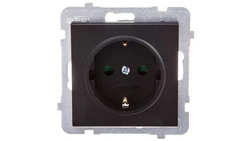 SONATA Gniazdo pojedyncze z/u Schuko z przesłonami czarny metalik GP-1RSP/m/33