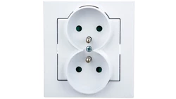 SONATA Gniazdo podwójne z/u z przesłonami białe GP-2RZP/00