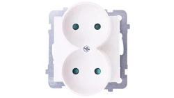 SONATA Gniazdo podwójne b/u z przesłonami ecru GP-2RRP/m/27