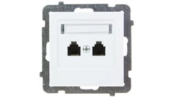 AS Gniazdo telefoniczne podwójne RJ11 niezależne białe GPT-2GN/m/00