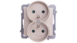 SONATA Gniazdo podwójne z/u z przesłonami szampański złoty GP-2RRZP/m/39