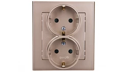 SONATA Gniazdo podwójne z/u Schuko z przesłonami szampański złoty GP-2RSP/39