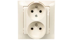 IMPRESJA Gniazdo podwójne z/u z niezamiennością faz ecru GP-2YC/27